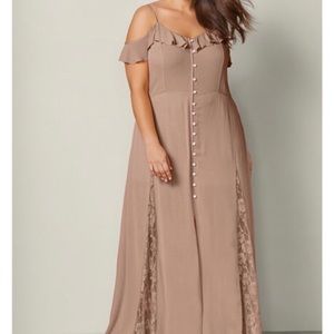 Black plus sized cold shoulder maxi dress